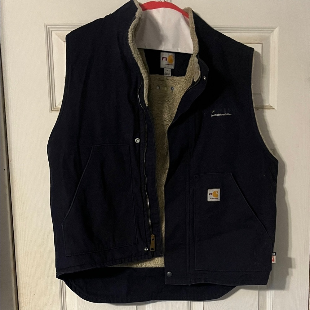 Carhartt FR Navy Vest with Cream Lining